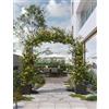 Garvee Arco da Giardino con Fioriera e Ruote Bloccabili, Altezza 2.4m Traliccio per Piante Rampicanti in Metallo, Supporto per Rose Edera Matrimoni Decorazione Esterna, PP Resistente UV