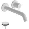 hansgrohe Tecturis S - Rubinetto lavabo a incasso per montaggio a parete, Miscelatore lavabo risparmio idrico (EcoSmart) con bocca di erogazione 22,5 cm, bianco opaco, 73351700