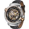 TIME100 Orologi automatici da uomo meccanici da polso (senza batteria), vincendo il concorso di design, Oro rosa e argento, Meccanico