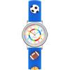 Alienwork Calcio Ragazzi Orologio di Apprendimento Bambini Ragazzi Ragazze Argento Blu Multicolore bambini Impermeabile 5 ATM Tempo di Apprendimento