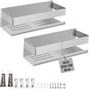 EXLECO 2PCS Mensola Doccia Acciaio Inox Mensole Bagno Adesivo Senza Foratura con 4 Ganci Organizzator Parete Portaoggetti Doccia Mensola Muro Bagno Organizer Bagno Accessori Bagno Argento