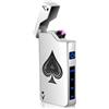 Leikurvo Accendino elettronico USB, accendino elettrico USB, con doppio arco a LED, con indicatore di batteria, antivento, al plasma con pulsante di attivazione (argento)