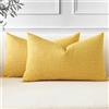 JOTOM 2 Federe Cuscini Divano 30x50cm Copricuscini in Lino Giallo Decorativo per Soggiorno e Letto