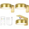 AMFUN 3 Pezzi Luce per Quadri Senza Fili con Telecomando, 3 Colore Luci per Quadri Senza Fili Batteria, Luci LED Magnetiche Wireless per Esposizione Pittura Vetrina (Oro)