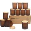 MILIVIXAY Confezione da 12 barattoli per candele in vetro spesso color ambra smerigliata, con coperchio, per realizzare candele, contenitori per spezie e polvere.