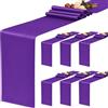 YMHPRIDE - Confezione da 6 runner da tavolo in raso, 30,5 x 183 cm, per decorazioni di matrimoni, feste di compleanno e banchetti - Viola