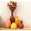 VASETOPIA Vasi in Ceramica, Set di 4 Vaso Domestica Decorativo per Camera da Letto, Soggiorno (10 Marrone rossiccio/Giallo intenso/Arancione/Giallo/Marrone)