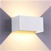 ZIKEY 24W LED Moderno Applique da Parete, Interno/Esterno Lampada da Parete Angolo del Fascio Regolabile, Bianco Caldo 3000K Applique Muro IP65 Impermeabile, Bianco