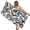 Newhomestyle Telo mare con teschio di Halloween, scheletro, ad asciugatura rapida, super assorbente, in microfibra, sottile e leggero, per nuoto, spa, piscina, 77 x 153 cm