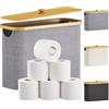 Lifewit Contenitore Carta Igienica, Cesto Porta Carta Igienica, Portarotoli Carta Igienica Scorta con Coperchio in Bambù, Organizer Bagno, Cestino Portaoggetti, Scatola, 23L, Grigio Chiaro
