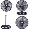 BAKAJI Ventilatore 3in1 Piantana Da tavolo Parete 3 Velocita Oscillazione 65W Pale 50cm