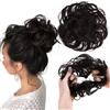 HJZHII 2 elastici per capelli veri con elastico | Elastico per chignon con capelli, castano scuro, ricci, chignon, extension per capelli disordinati, da donna