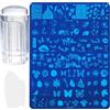 Kaslaider 7 Pz Set Di Timbri Per Nail Art Stamper, French Stampino Unghie con Raschietti, Pannello Per Stampa Per Unghie Stamping Timbro per Unghie Manicure Strumento per Donne e Ragazze