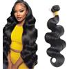 Tuheerst 34 Inch Body Wave Human Hair Bundles Natural Black Menschliches Haar Extension Capelli Human Hair Extensions Minimal Shedding Double Weft Remy Hair 1 Bundle Total 100g