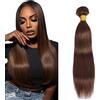 Tuheerst 34 Inch Straight Human Hair Bundles #4 Chocolate Brown Menschliches Haar Extension Capelli Human Hair Extensions Minimal Shedding Double Weft Remy Hair 1 Bundle Total 100g