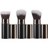 MUU Set di pennelli da trucco retrattili, 3 pezzi, pennelli da viaggio Kabuki per fondotinta e fard, con coperchio, strumenti cosmetici portatili per lucidatura in polvere e bronzer