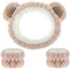 AOZUO fascia per capelli cosmetici per trucco e lavaggio, fascia elastica per viso e polso con orecchie d'orso per ragazze donne yoga, sport, cosmetici per la cura della pelle doccia(A)