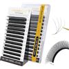 NAGARAKU 4D W Ciglia Finte Ventaglio Automatico Prefabbricate Tessitura Russa Volume Sottile Base Naturale Risparmio Di Tempo Dense E Soffici Per Artisti Professionisti Nero Opaco (0.10mm D 8-12mm)