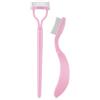Amabro 2 pezzi pettini per ciglia, denti in metallo pettine per sopracciglia a forma di arco ciglia professionali strumento separatore mascara applicatore pennelli cosmetici con copertura, rosa