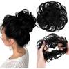 HJZHII 2 pezzi di capelli veri, elastici per capelli, grandi con elastico, per capelli, con capelli ricci, colore nero
