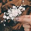 Edary - Pettinino per capelli da sposa, colore argento, con fiori, diamanti sintetici e cristalli, per donne e ragazze