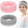 GEEHUA 2 pcs fasce per capelli cosmetiche per trucco e lavaggio, fasce elastiche per capelli spa, fascia per capelli assorbente struccante per ragazze donne yoga sport docce esercizi (rosa+grigio)