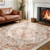 SONGMICS HOME Tappeto Antiscivolo 160 x 230 cm Camera da Letto, Stile Vintage Tradizionale, Ornamento per Soggiorno, Cucina, Ingresso, Sala da Pranzo, Lavabile in Lavatrice, Beige Cappuccino TAR033L01
