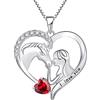 YL Collana di Cavallo in Argento 925 con Luglio Pietra Portafortuna Rubino Gioielli Cuore Ciondolo a Forma di Cavallo per Donna Fidanzata