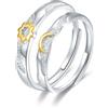 SILBERTALE Anelli in Argento Sterling 925 Regolabili Set Sole e Luna Sunflower Anelli Matching Idea Regalo Anelli di Amicizia per Migliore amico Taglia 54-60mm