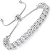 LOVANS Bracciale Tennis Donna Argento, Braccialetto con Zirconi, Idee Regali Natale Regalo Gioielli per Mamma Ragazza Sorella Fidanzata, Adatto per Polsi 8-22 cm [Bianco]