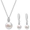 AILUOR Set di gioielli di perle per le donne, collana e orecchini di perle finte d'acqua dolce con catena d'argento da 18 pollici Gioielli da matrimonio per le spose Mamma Regali (Stile 9)