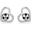 YFN Sport - Orecchini 925 in argento Sterling, orecchini a forma di cuore per hobby, gioielli regalo per donne sportive, normale, Argento sterling, Zirconie sintetico