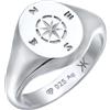 Kuzzoi Anello da uomo in argento sterling 925, con bussola, con simbolo di rosa dei venti in argento sterling 925, con sigillo marittimo, misura 60-66, 0605980624