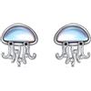 KZX Orecchini a perno a forma di medusa, in argento Sterling, con medusa, pietra di luna, gioielli da donna, in argento Sterling, pietra di luna, Argento sterling, Pietra di luna