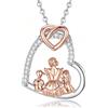 INFUSEU Collana Mamma con Figlio e Figlia Ciondolo a Cuore con Silhouette Madre di Due Bambini Gioiello di Famiglia Regalo per Mamma Cuore e Famiglia