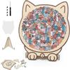 CEWROM Puzzle in legno per adulti, 135 pezzi Morandi colori legno a forma di gatto, puzzle irregolare con cornice a forma di gatto, regali amanti dei gatti