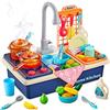 Yangers Set di Giocattoli per lavello da Cucina per Bambini con Acqua Corrente, 28 Pezzi lavello per Lavare fingere Giochi di Ruolo pentole e padelle per Alimenti Accessorio in plastica