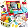 JOTOL Registratore di Cassa Giocattolo,Registratore di Cassa Supermercato Giocattolo,Cassa Giocattolo per Bambini con Scanner,Calcolatrice,Soldi Finti,Cassa Giochi d'imitazione Regalo per Bambini 3+