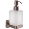 Gedy Tonga Dispenser Sapone Bagno a Muro da 220ml, Finitura Oro Rosa, Fissaggio con Viti o Adesivo, Pompetta Erogatore in Acciaio Inox, Contenitore in Vetro Satinato, Dispenser Sapone Liquido da Muro
