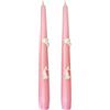 Cereria Di Giorgio - 2 Candele Coniche Decorate con Coniglietti - Diametro 2,2 cm Altezza 25 cm - Colore Rosa Polvere - Lavorazione artigianale - Spring Collection - Made in Italy