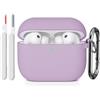 KOKOKA Custodia Case Compatibile con AirPods Pro 3 2025 con Kit di Pulizia, Case Cover Protettiva in Morbido Silicone per AirPods Pro 3ª Generazione con Moschettone, LED Anteriore Visibile, Lavanda