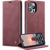 Monweicz Cover Compatibile con IPhone 14 Pro Max, Custodia Portafoglio con Slot per Scheda, Protezione Completa Premium in Pelle PU, Flip Libro Magnetica IPhone 14 Pro Max, Vino Rosso