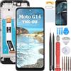 YHX-OU 6.5 Nero+Telaio Display LCD per Motorola Moto G14 XT-2341-3 LCD Schermo Touch Screen Digitizer Assemblea E Strumenti di Installazione+1 Pezzo Vetro temperato