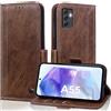 Vkooer Custodia per Samsung Galaxy A55 5G Pelle PU Portafoglio a Libro Flip Magnetica Cover con Porta Carte Protezione Kickstand Protettiva Flip Wallet Case per Galaxy A55, Marrone