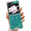 LCHULLE Custodia Glitter Compatibile con Samsung Galaxy Z Flip6 5G Cover Ragazze Custodia con Lucida Paillettes Cover Silicone Protettiva Antiurto Bling Case per Samsung Z Flip6 5G Verde