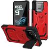 HARUINO Cover per Asus ROG Phone 9 Pro Custodia ROG Phone 9, 9 FE Cellulare Protezione con Supporto [Copriobiettivo], Militare Antiurto Bumper TPU Silicone Fotocamera Protettiva Case, Rosso
