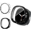 Haofun 2 Pezzi Cover per Samsung Watch 8 44mm, con 9H HD Ultra Vetro Temperato Pellicola Protettiva, PC Protettiva Custodia, Quadrante Dell'orologio Digitale - Trasparente + Nero