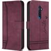 Bravoday Cover per Oppo Reno2 / Oppo Reno 2, Flip Custodia in Pelle PU con Slot per Schede, Portafoglio Custodia per Oppo Reno2 / Oppo Reno 2, Vino Rosso
