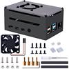 GeeekPi Raspberry Pi 4 Case in Alluminio con Ventola e Dissipatore - Supporta POE Hat - per Modello B