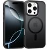 Knrlqim Custodia Magnetica per iPhone 16 Pro, Compatibile con MagSafe, PC Silicone Cover Traslucido Opaco, Case Protezione Fotocamera & Pulsanti Metallo, Antiurto Antiscivolo Slim, Nero